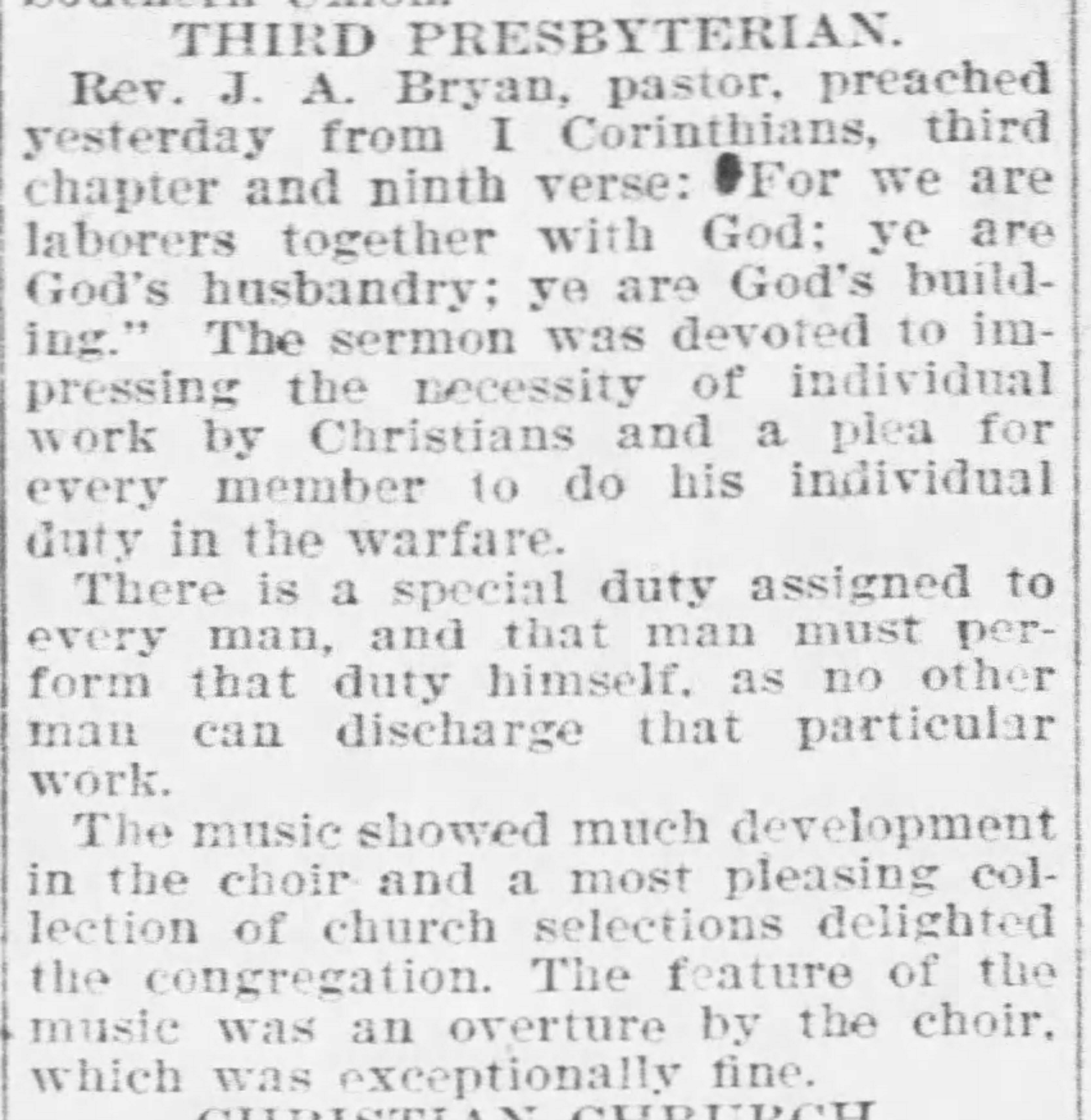 Sermon on individual work